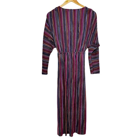Anthropologie x CAARA Gillian Pleated Midi Burgundy Striped Dress Small New - Picture 9 of 11
